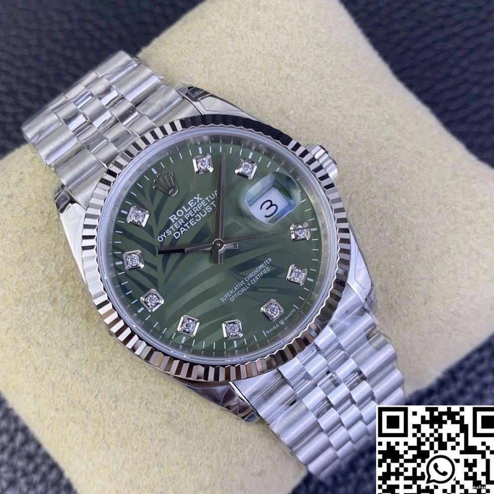 Dial Datejust Stainless Clean Rolex Steel Hourmarker Motif 36MM M126234 Green Factory Diamond 1209